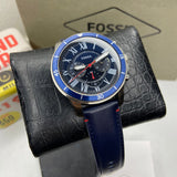 Fossil Grant Chronograph Blue Dial Blue Leather Strap Watch for Men - FS5373 Buy Now By Fossil