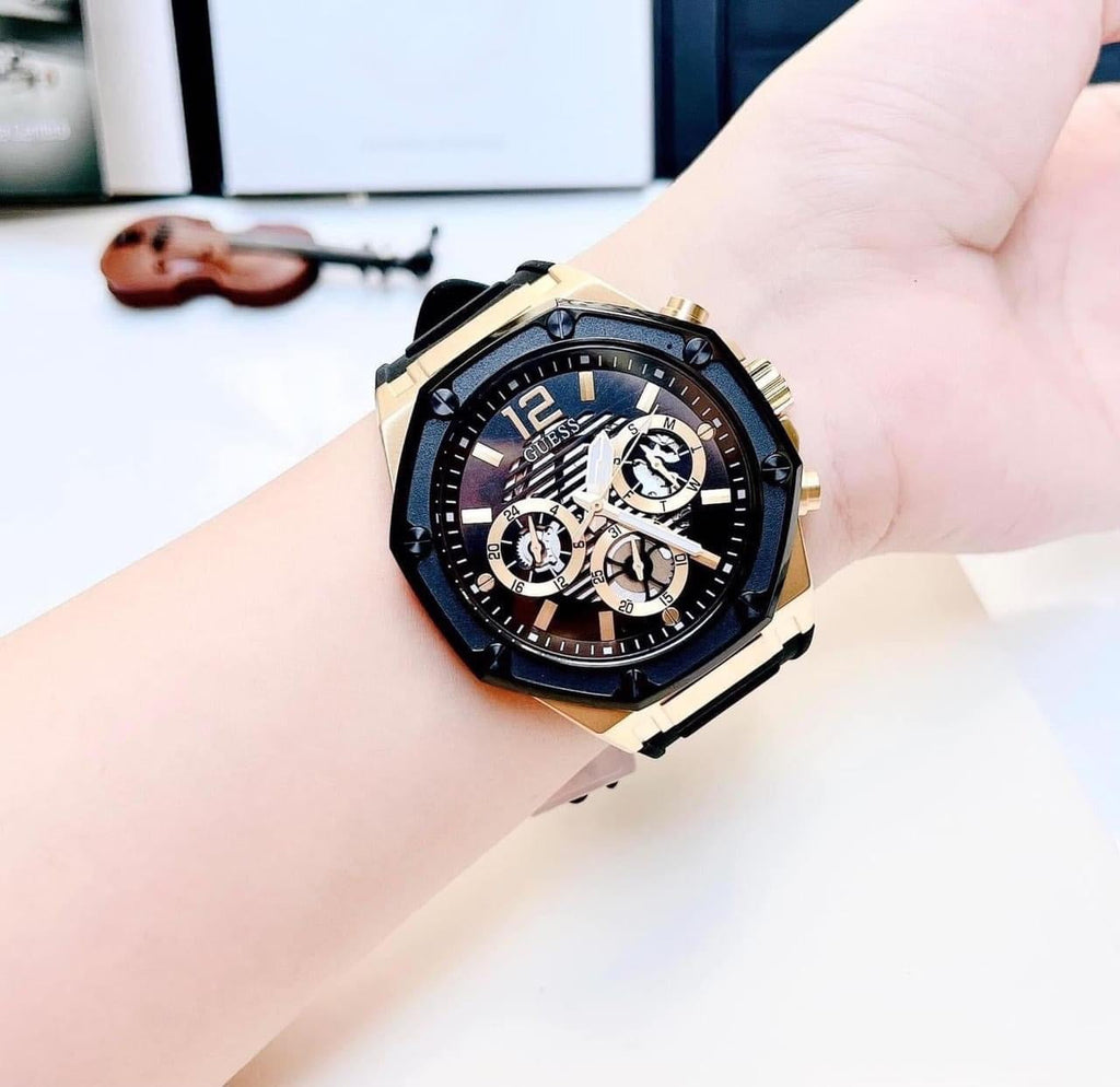 Guess Momentum Black Dial Black Rubber Strap Watch for Men - GW0263G1 Buy Now By Guess