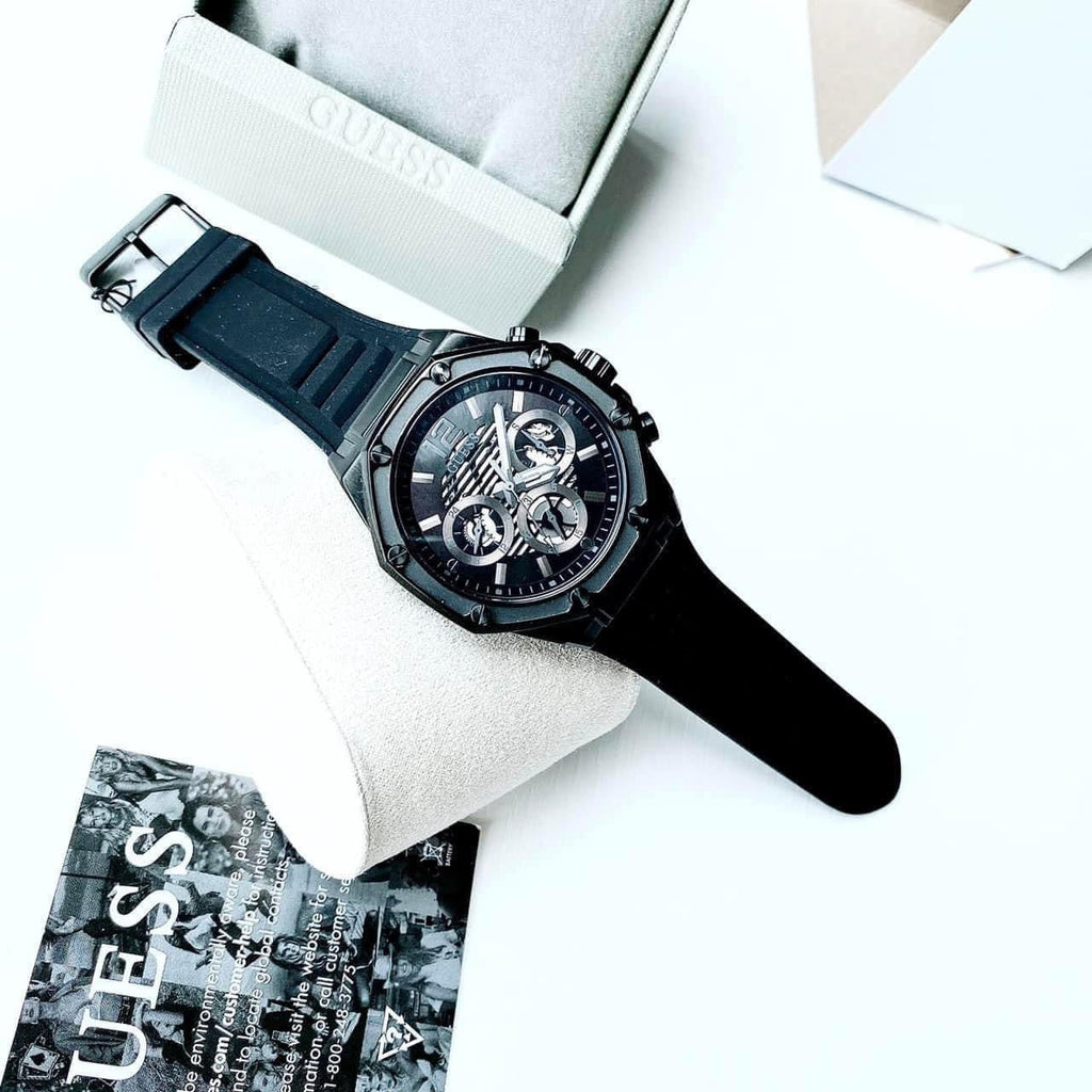 Guess Momentum Black Dial Black Rubber Strap Watch for Men - GW0263G4 Buy Now By Guess