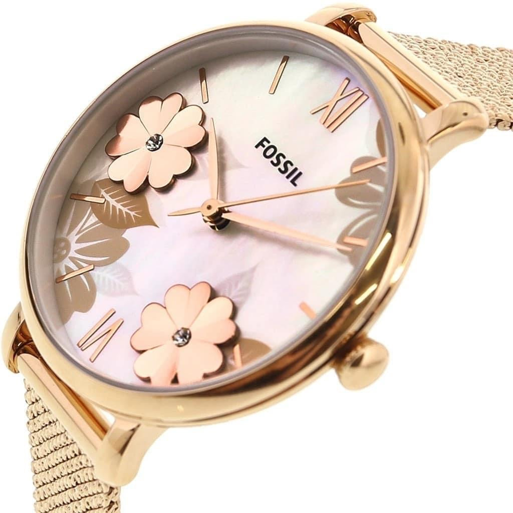 Fossil Jacqueline Three-Hand White Dial Rose Gold Mesh Bracelet Watch for Women - ES4534 Buy Now By Fossil