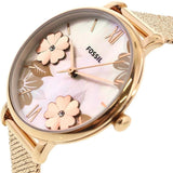 Fossil Jacqueline Three-Hand White Dial Rose Gold Mesh Bracelet Watch for Women - ES4534 Buy Now By Fossil
