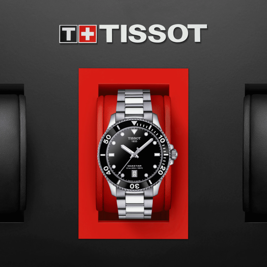Tissot Seastar 1000 Black Dial Silver Steel Strap Watch For Men - T120.410.11.051.00 Buy Now By Tissot