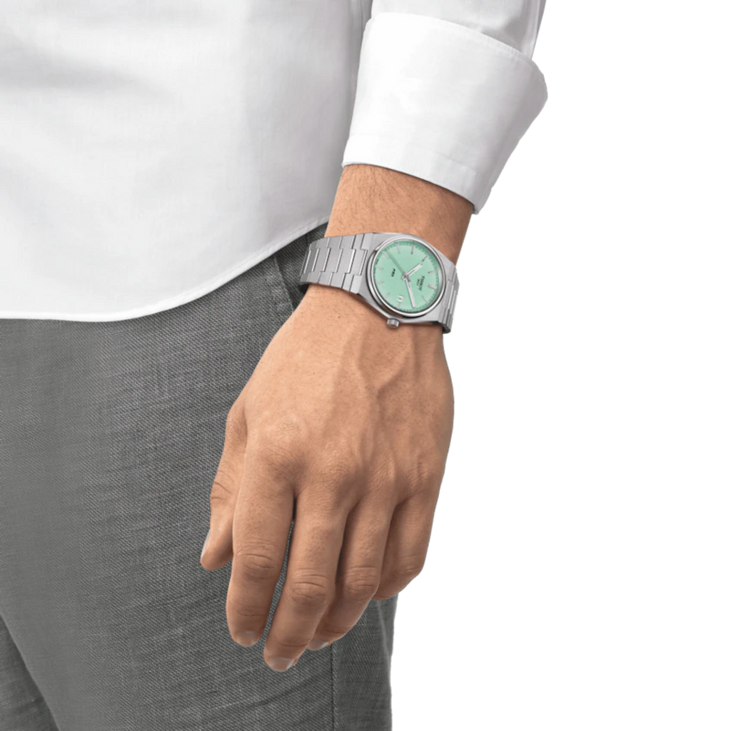 Tissot PRX Quartz Light Green Dial Silver Steel Strap Watch for Men - T137.410.11.091.01 Buy Now By Tissot