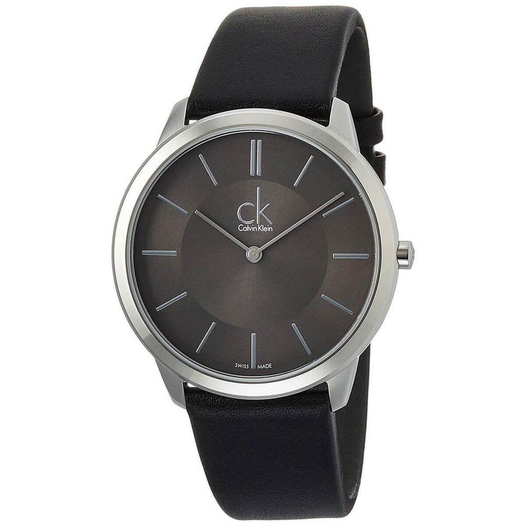 Calvin Klein Minimal Black Dial Black Leather Strap Watch for Men - K3M211C4 Buy Now By Calvin Klein