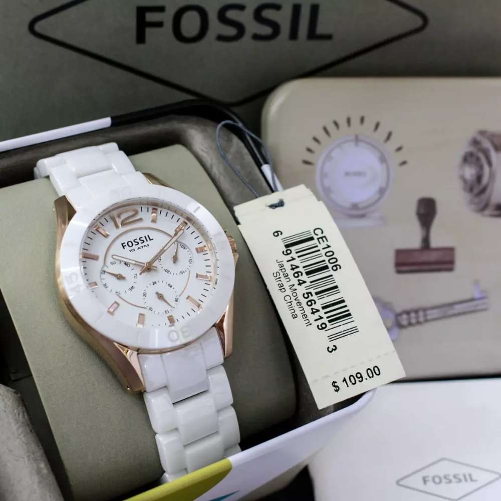 Fossil Ceramic Multifunction White Dial White Steel Strap Watch for Women - CE1006 Buy Now By Fossil