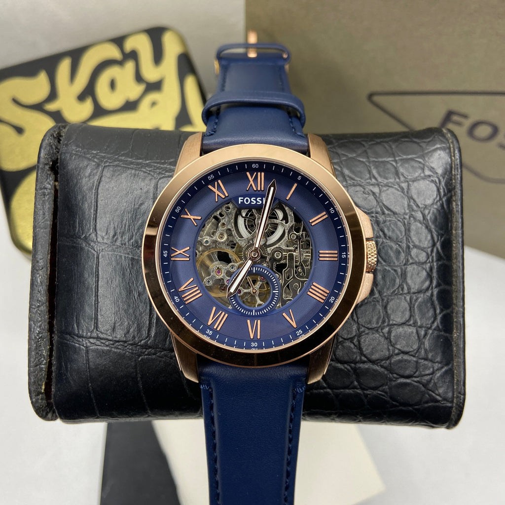 Fossil Grant Mechanical Blue Dial Blue Leather Strap Watch for Men - ME3054 Buy Now By Fossil
