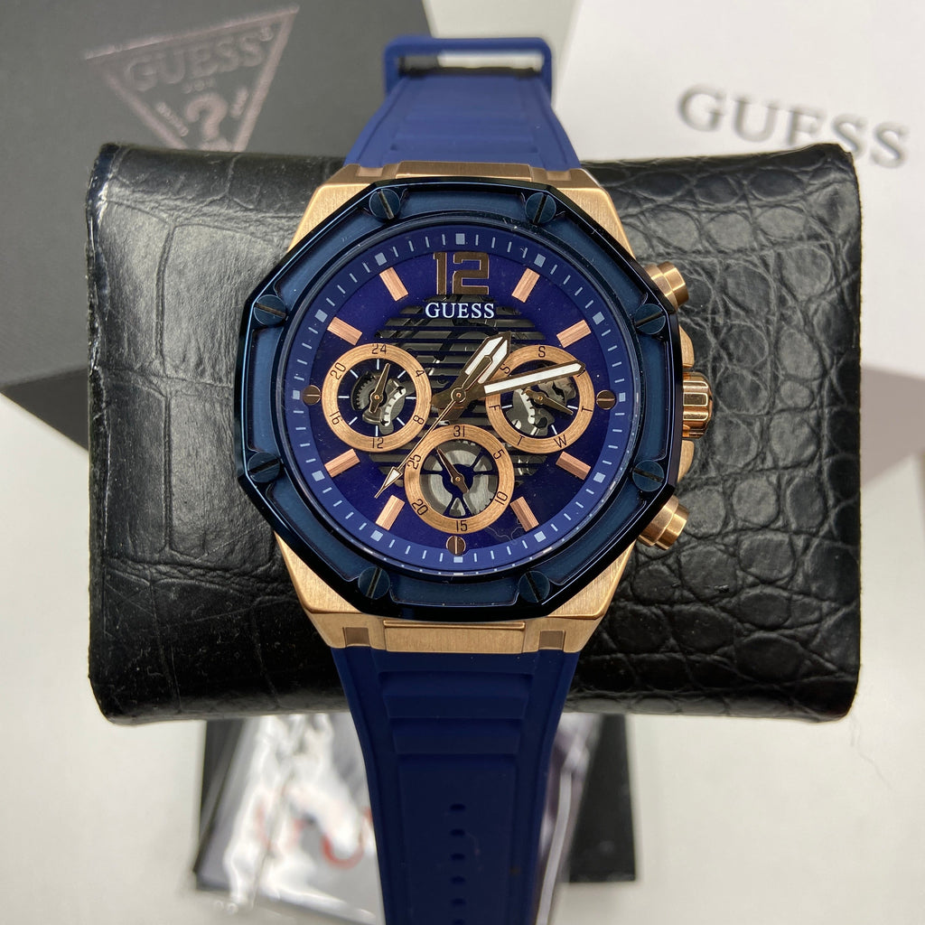 Guess Momentum Chronograph Blue Dial Blue Rubber Strap Watch for Men - GW0263G2 Buy Now By Guess