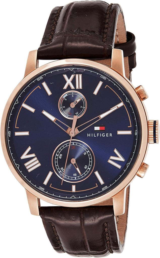Tommy Hilfiger Aiden Quartz Blue Dial Brown Leather Strap Watch for Men - 1791308 Buy Now By Tommy Hilfiger