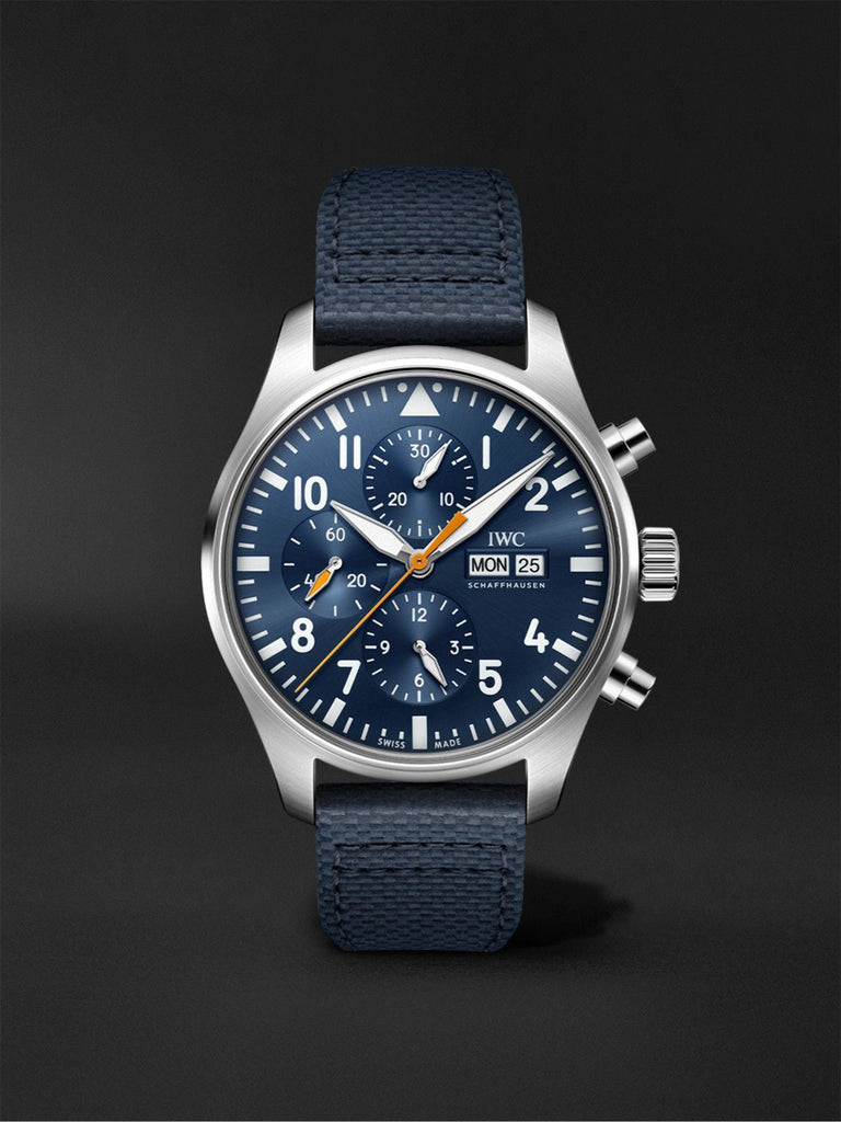 IWC Pilot's Automatic Chronograph 43mm Blue Dial Blue Calfskin Strap Watch for Men - IW377729 Buy Now By IWC