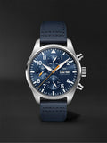 IWC Pilot's Automatic Chronograph 43mm Blue Dial Blue Calfskin Strap Watch for Men - IW377729 Buy Now By IWC