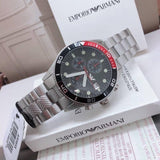 Emporio Armani Chronograph Black Dial Silver Stainless Steel Watch For Men - AR5855 Buy Now By Emporio Armani