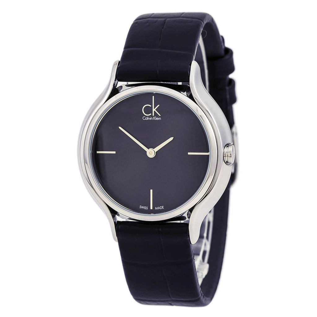 Calvin Klein Skirt Black Dial Black Leather Strap Watch for Women - K2U231C1 Buy Now By Calvin Klein
