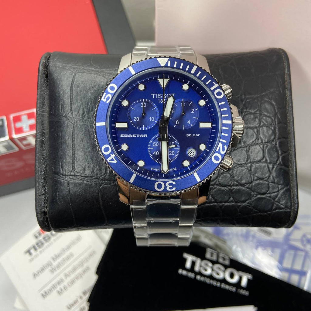 Tissot Seastar 1000 Chronograph Blue Dial Silver Steel Strap Watch For Men - T120.417.11.041.00 Buy Now By Tissot
