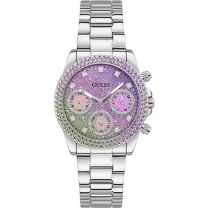 Guess Sol Chronograph Crystals Multicolor Dial Silver Steel Strap Watch For Women - GW0483L1 Buy Now By Guess
