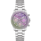 Guess Sol Chronograph Crystals Multicolor Dial Silver Steel Strap Watch For Women - GW0483L1 Buy Now By Guess
