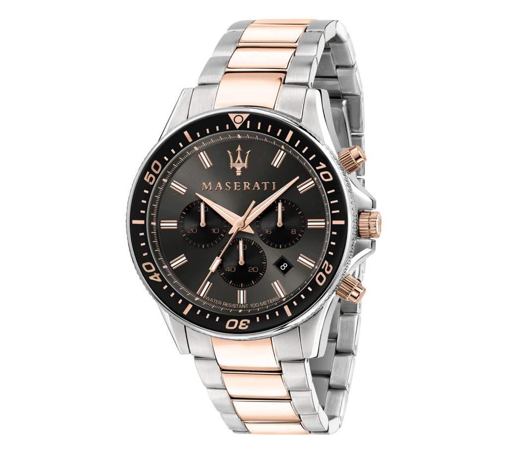 Maserati SFIDA Chronograph Black Dial Two Tone Steel Strap Watch For Men - R8873640002 Buy Now By Maserati