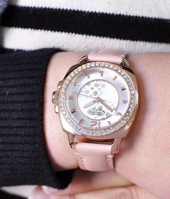 Coach Boyfriend Mother of Pearl White Dial Pink Leather Strap Watch for Women - 14503151 Buy Now By Coach