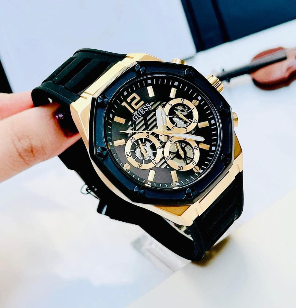 Guess Momentum Black Dial Black Rubber Strap Watch for Men - GW0263G1 Buy Now By Guess