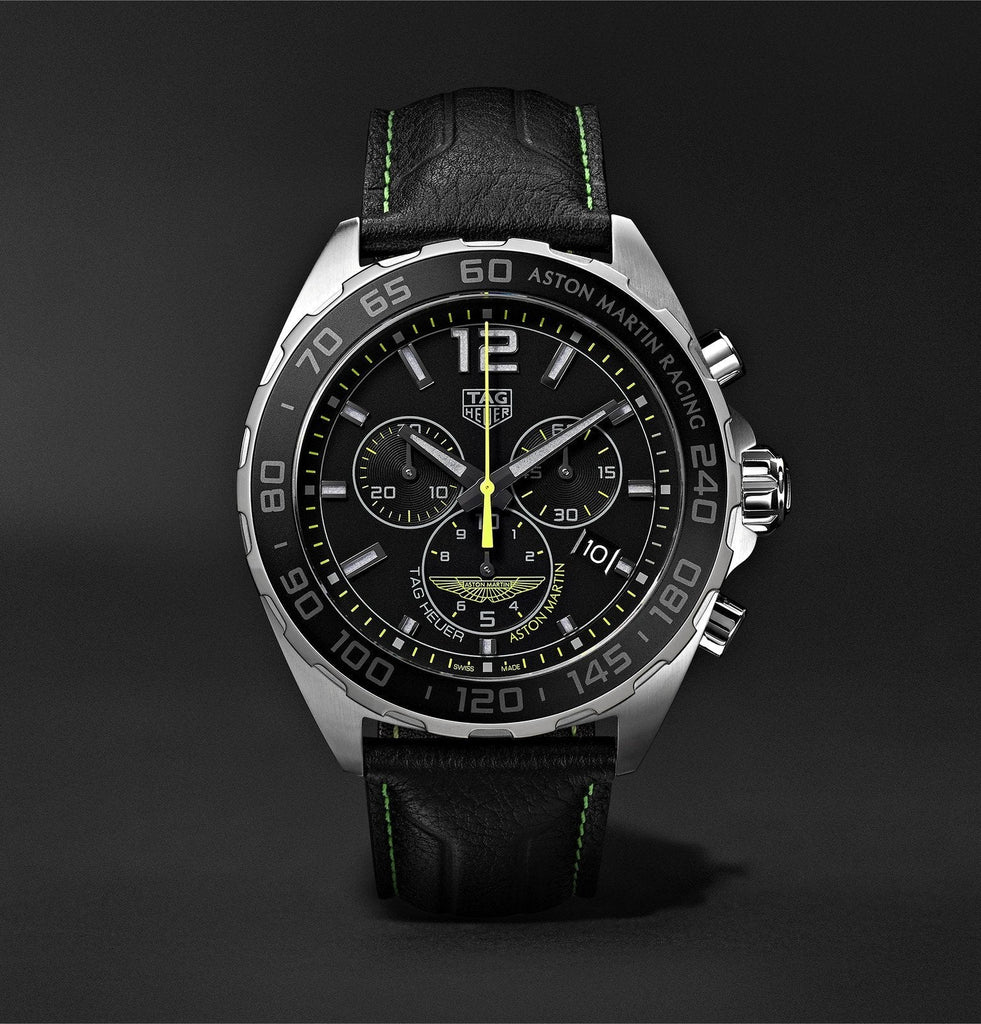 Tag Heuer Formula 1 Aston Martin Black Dial Black Leather Strap Watch for Men - CAZ101P.FC8245 Buy Now By Tag Heuer