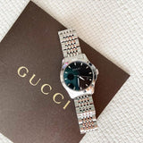 Gucci G Timeless Black Dial Silver Steel Strap Watch For Women - YA126502 Buy Now By Gucci