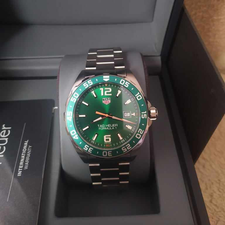 Tag Heuer Formula 1 Quartz Green Dial Silver Steel Strap Watch for Men - WAZ1017.BA0842 Buy Now By Tag Heuer