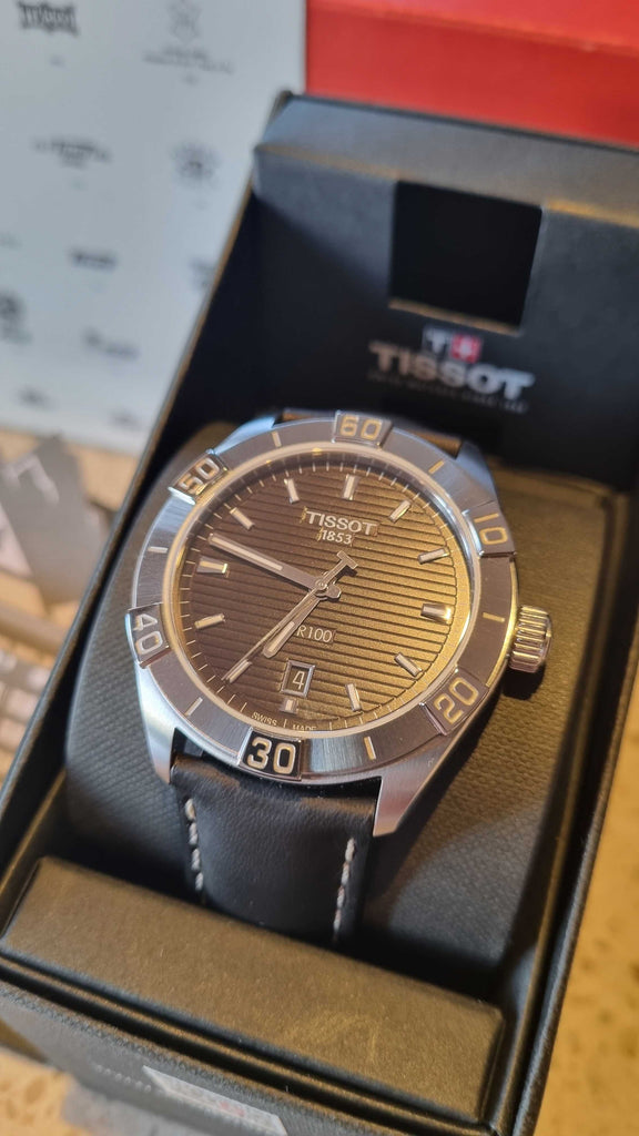 Tissot PR 100 Sport Quartz Black Dial Black Leather Strap Watch For Men - T101.610.16.051.00 Buy Now By Tissot