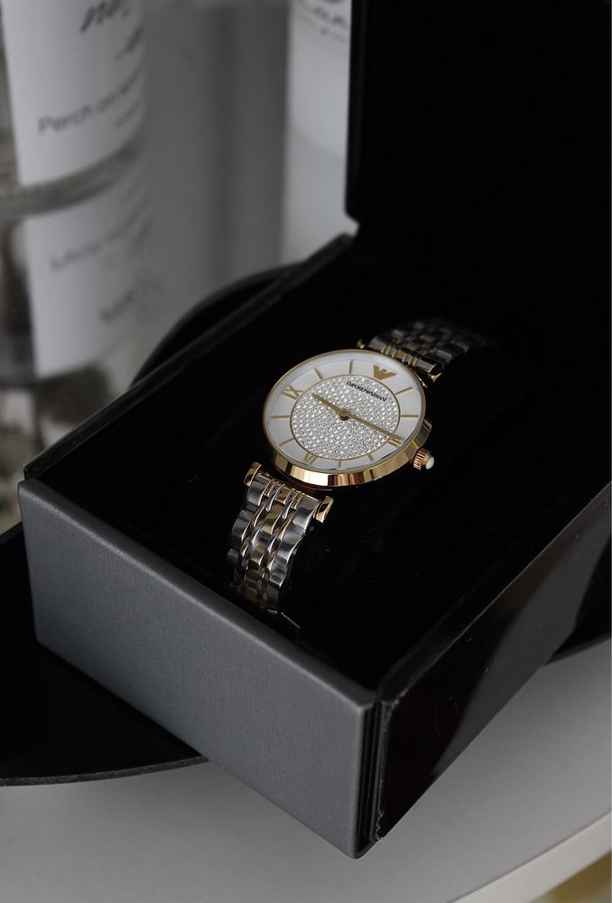 Emporio Armani Gianni T Bar White Dial Two Tone Steel Strap Watch For Women - AR8031 Buy Now By Emporio Armani