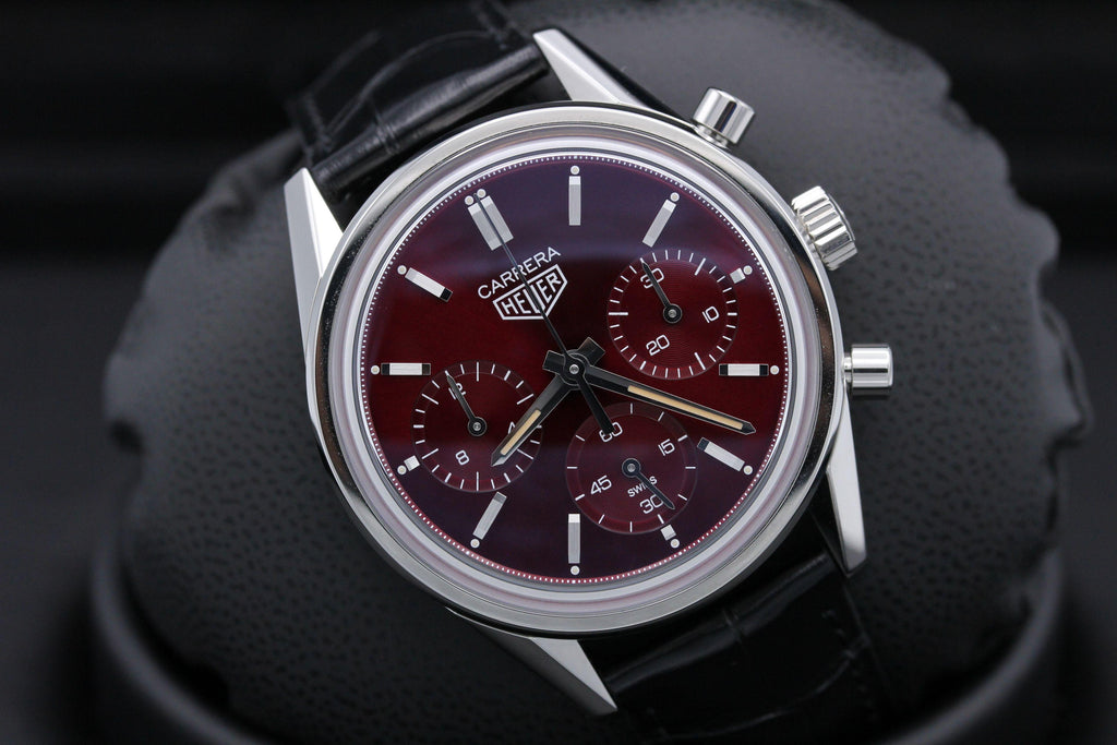 Tag Heuer Carrera Automatic Chronograph Red Dial Black Leather Strap Watch for Men - CBK221G.FC6479 Buy Now By Tag Heuer