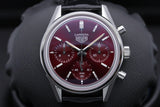 Tag Heuer Carrera Automatic Chronograph Red Dial Black Leather Strap Watch for Men - CBK221G.FC6479 Buy Now By Tag Heuer