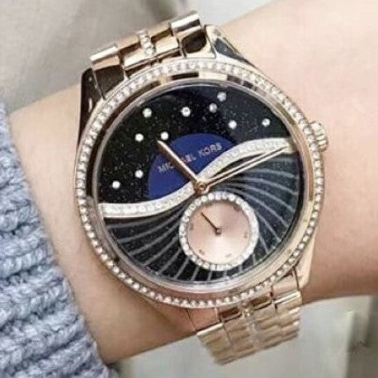 Michael Kors Lauryn Blue Dial Rose Gold Steel Strap Watch for Women - MK3723 Buy Now By Michael Kors