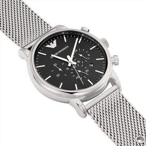 Emporio Armani Luigi Black Dial Silver Mesh Bracelet Watch For Men - AR8032 Buy Now By Emporio Armani
