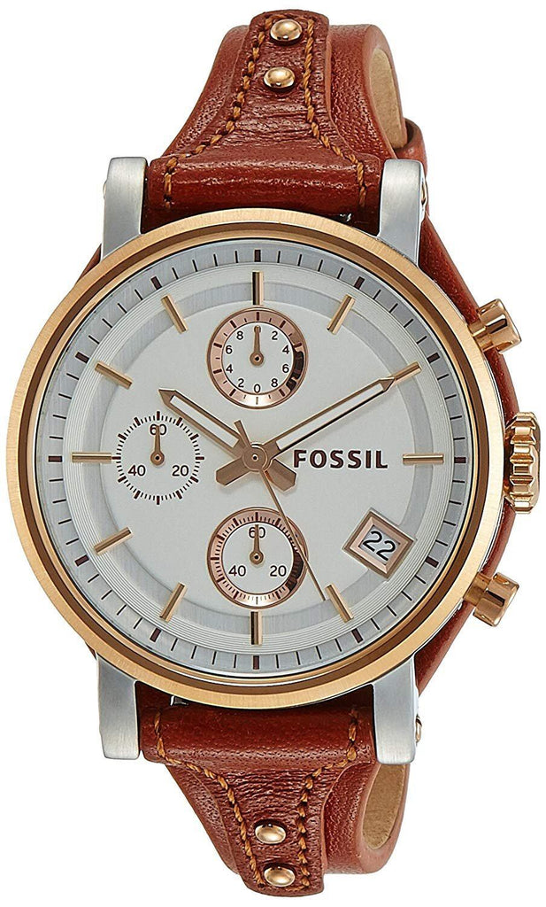 Fossil Boyfriend Chronograph White Dial Brown Leather Strap Watch for Women - ES3837 Buy Now By Fossil
