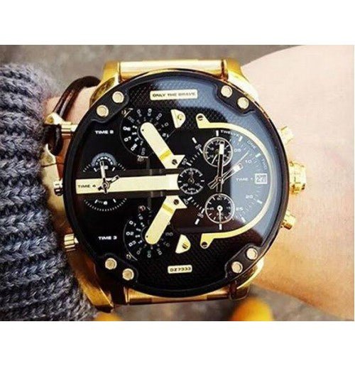 Diesel Mr Daddy 2.0 Chronograph Black Dial Gold Steel Strap Watch For Men - DZ7333 Buy Now By Diesel