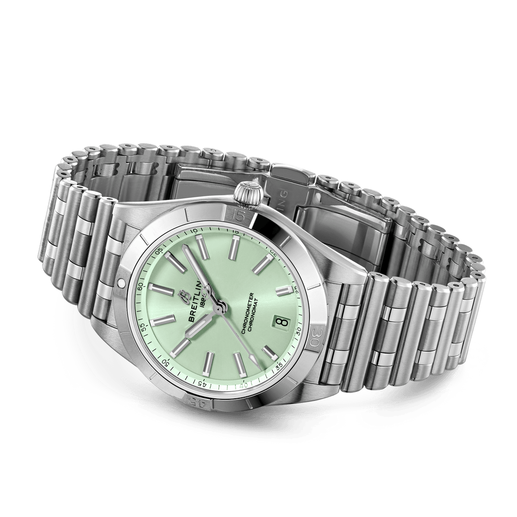 Breitling Chronomat Automatic 36 Green Dial Silver Steel Strap Watch for Women - A10380101L1A1 Buy Now By Breitling