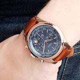 Guess Persuit Chronograph Blue Dial Brown Leather Strap Watch for Men - W0500G1 Buy Now By Guess