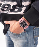 Guess Sporting Black Dial Pink Rubber Strap Watch for Men - GW0032G1 Buy Now By Guess