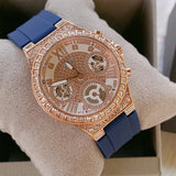 Guess Moonlight Diamonds White Dial Blue Rubber Strap Watch for Women - GW0257L3 Buy Now By Guess