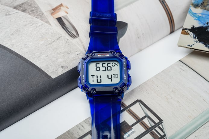Guess Stealth Blue Dial Blue Rubber Strap Watch for Men - GW0270G3 Buy Now By Guess