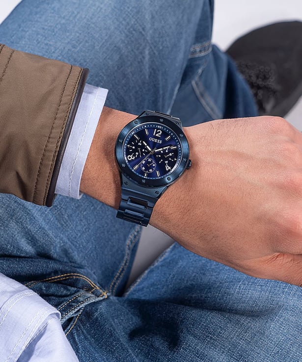 Guess Scope Multifunction Blue Dial Blue Steel Strap Watch for Men - GW0454G4 Buy Now By Guess