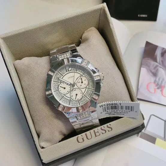 Guess Vista Diamonds Silver Dial Silver Steel Strap Watch for Women - W12080L1 Buy Now By Guess