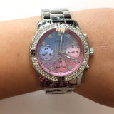 Guess Confetti Multicolored Dial Silver Steel Strap Watch For Women - W0774L1 Buy Now By Guess