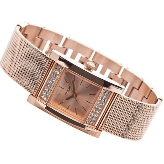 Guess Nouveau Diamonds Rose Gold Dial Rose Gold Mesh Bracelet Watch for Women - W0127L3 Buy Now By Guess