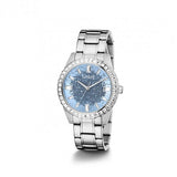 Guess Glitter Burst Diamonds Blue Dial Silver Steel Strap Watch for Women - GW0405L1 Buy Now By Guess