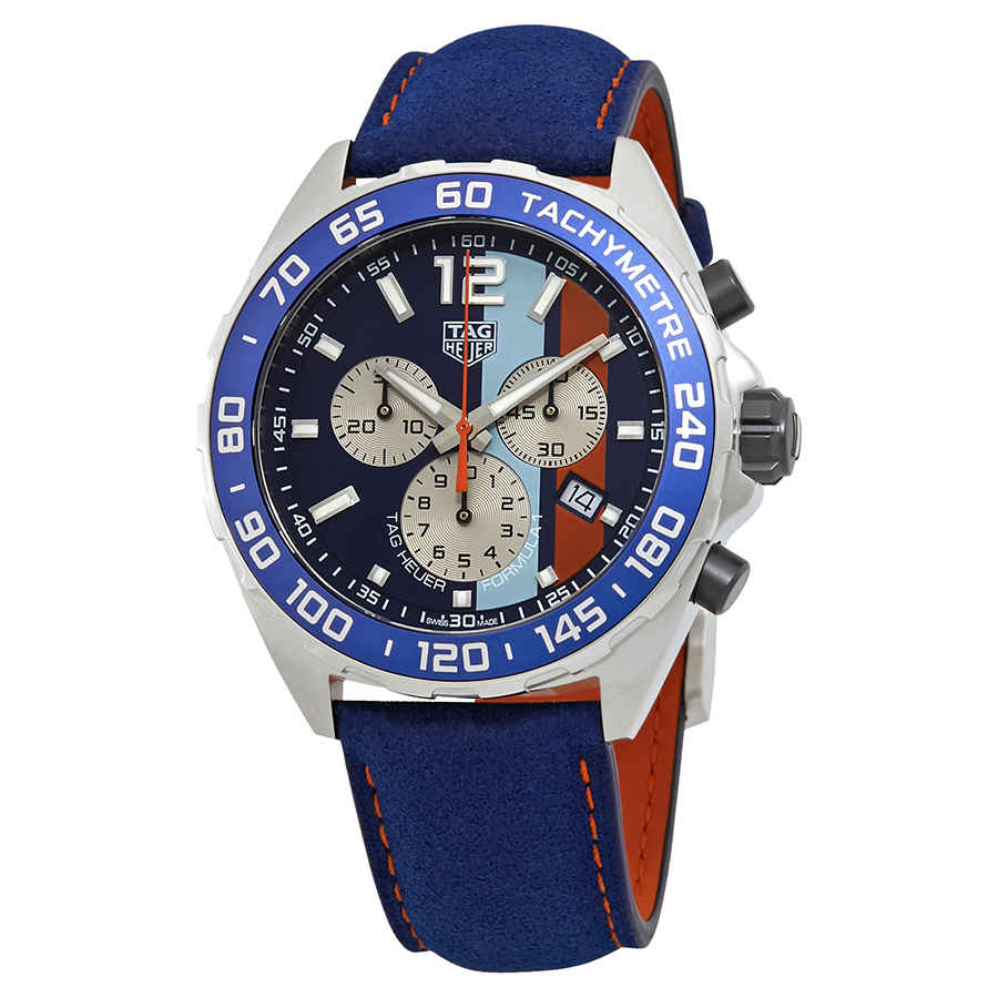 Tag Heuer Formula 1 Gulf Edition Blue Dial Blue Leather Strap Watch for Men - CAZ101N.FC8243 Buy Now By Tag Heuer
