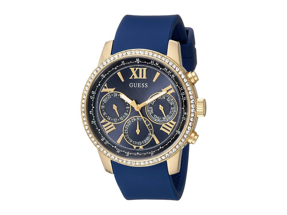 Guess Sunrise Blue Dial with Diamonds Blue Rubber Strap Watch For Women - W0616L2 Buy Now By Guess