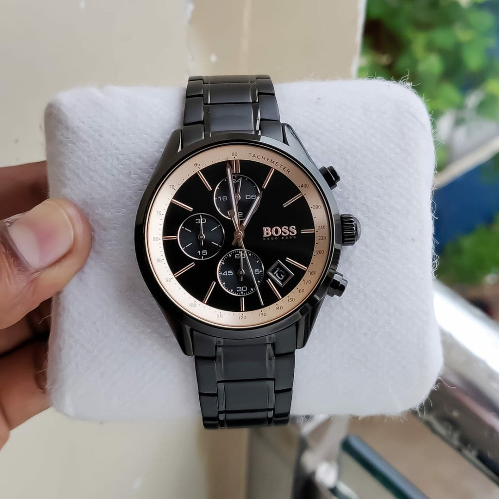 Hugo Boss Grand Prix Black Dial Black Steel Strap Watch for Men - 1513578 Buy Now By Hugo Boss