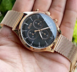 Hugo Boss Companion Quartz Black Dial Rose Gold Mesh Bracelet Watch For Men - HB1513548 Buy Now By Hugo Boss