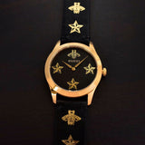Gucci G Timeless Bee Motif Black Dial Black Leather Strap Watch For Women - YA1264055 Buy Now By Gucci