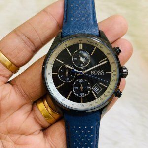 Hugo Boss Grand Prix Chronograph Black Dial Blue Leather Strap Watch for Men - 1513563 Buy Now By Hugo Boss