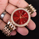 Michael Kors Darci Red DIal Rose Gold Stainless Steel Strap Watch for Women - MK3378 Buy Now By Michael Kors
